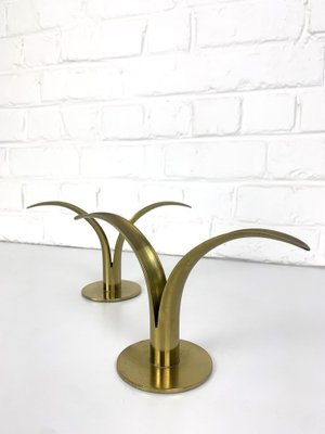 Mid-Century Scandinavian Lily Candleholders in Brass by Ivar Ålenius Björk for Ystad-Metall Sweden, Set of 2-ZM-1738775