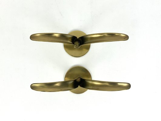 Mid-Century Scandinavian Lily Candleholders in Brass by Ivar Ålenius Björk for Ystad-Metall Sweden, Set of 2-ZM-1738775