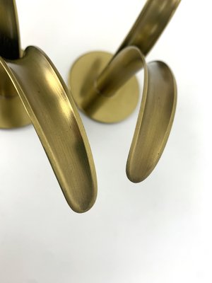 Mid-Century Scandinavian Lily Candleholders in Brass by Ivar Ålenius Björk for Ystad-Metall Sweden, Set of 2-ZM-1738775