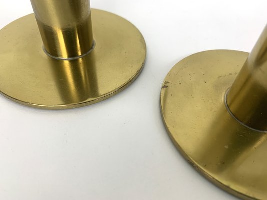 Mid-Century Scandinavian Lily Candleholders in Brass by Ivar Ålenius Björk for Ystad-Metall Sweden, Set of 2-ZM-1738775