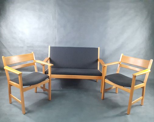 Mid-Century Scandinavian Living Room Set by Hans J. Wegner for Getama, 1960s or 1970s, Set of 3-EYI-965149