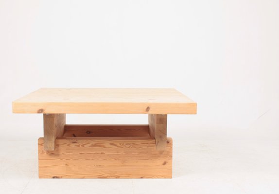 Mid-Century Scandinavian Low Table in Solid Patinated Pine, 1950s-FK-1004702