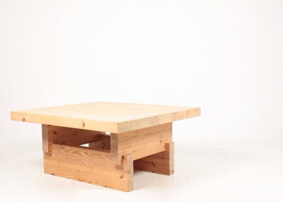 Mid-Century Scandinavian Low Table in Solid Patinated Pine, 1950s-FK-1004702