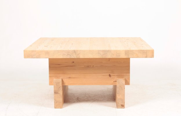 Mid-Century Scandinavian Low Table in Solid Patinated Pine, 1950s-FK-1004702