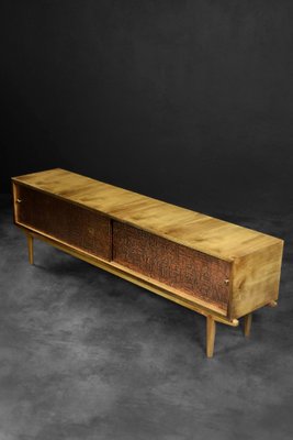 Mid-Century Scandinavian Modern Birch Sideboard with Copper Relief on the Front, 1960s-ZAA-1758141