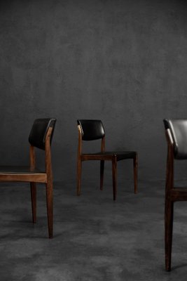 Mid-Century Scandinavian Modern Rosewood & Black Leather Chairs by H.W. Klein for Bramin, 1960s, Set of 3-ZAA-1798084