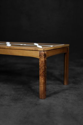 Mid-Century Scandinavian Modern Teak Long and Low Coffee Table with Hand-Painted Pattern on Top, 1960s-ZAA-1764644