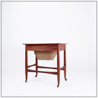 Mid-Century Scandinavian Modern Teak Sewing Basket End Table by Johannes Andersen-NYF-2018954