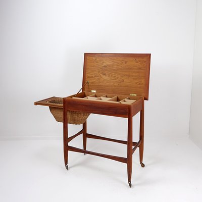 Mid-Century Scandinavian Modern Teak Sewing Basket End Table by Johannes Andersen-NYF-2018954