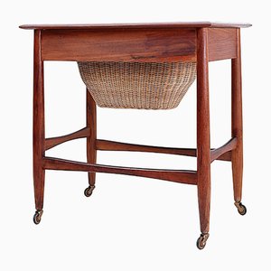 Mid-Century Scandinavian Modern Teak Sewing Basket End Table by Johannes Andersen-NYF-2018954