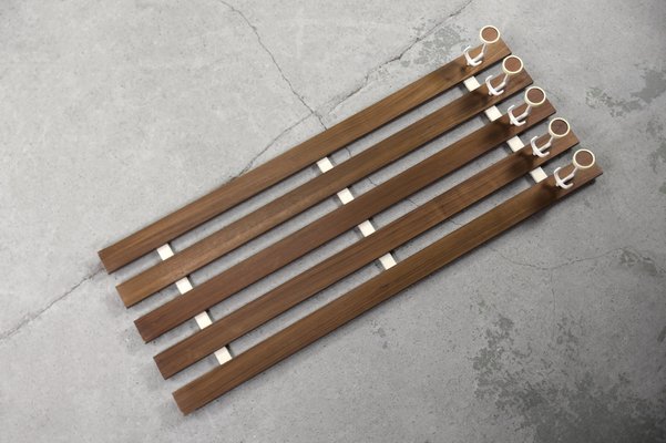 Mid-Century Scandinavian Modern Teak Wall Coat Rack, 1950s-ZAA-1306449