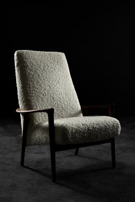 Mid-Century Scandinavian Modern White High Teak Armchair from Bröderna Andersson, 1960s-ZAA-1768382