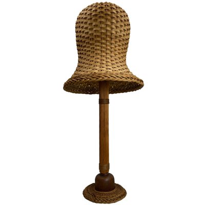 Mid-Century Scandinavian Rattan Wicker Mushroom Floor Lamp, 1960s-BHG-1365944