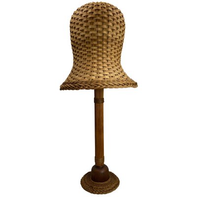 Mid-Century Scandinavian Rattan Wicker Mushroom Floor Lamp, 1960s-BHG-1365944