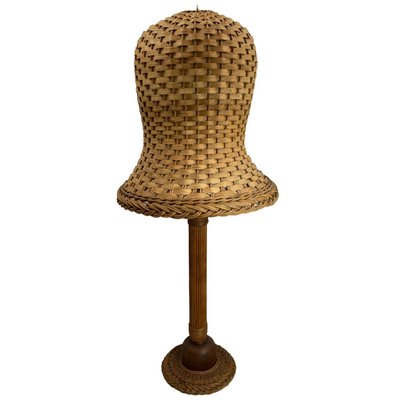 Mid-Century Scandinavian Rattan Wicker Mushroom Floor Lamp, 1960s-BHG-1365944