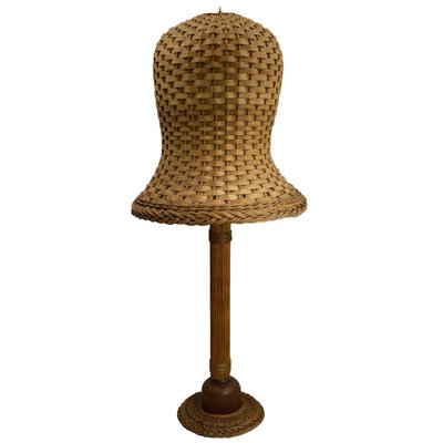 Mid-Century Scandinavian Rattan Wicker Mushroom Floor Lamp, 1960s-BHG-1365944