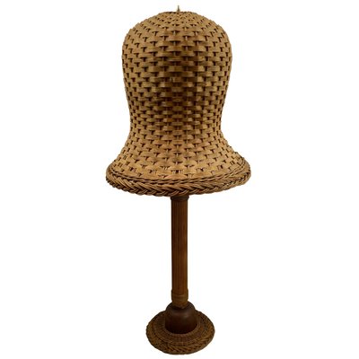 Mid-Century Scandinavian Rattan Wicker Mushroom Floor Lamp, 1960s-BHG-1365944