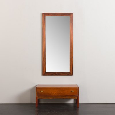 Mid-Century Scandinavian Rosewood Console with Mirror, Denmark, 1960s, Set of 2-UE-1724898