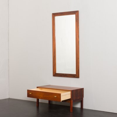 Mid-Century Scandinavian Rosewood Console with Mirror, Denmark, 1960s, Set of 2-UE-1724898