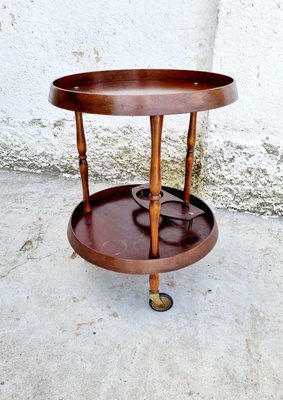 Mid-Century Scandinavian Round Teak Bar Cart, Italy, 1950s-PUG-988396