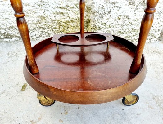 Mid-Century Scandinavian Round Teak Bar Cart, Italy, 1950s-PUG-988396