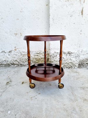 Mid-Century Scandinavian Round Teak Bar Cart, Italy, 1950s-PUG-988396