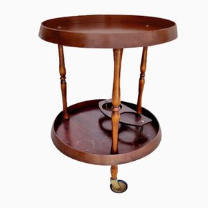 Mid-Century Scandinavian Round Teak Bar Cart, Italy, 1950s-PUG-988396