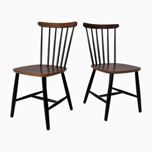 Mid-Century Scandinavian Spindle Back Chairs, 1970s, Set of 2-RMX-2021969