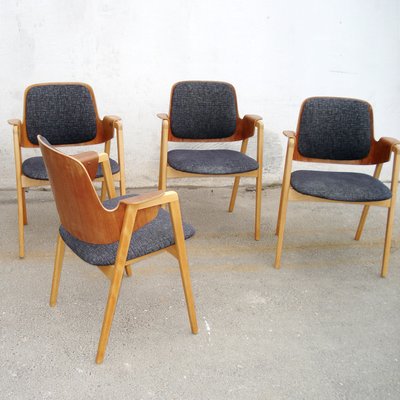 Mid-Century Scandinavian Teak and Beech Armchairs by Elias Barup for Gärsnäs, Set of 4-YGE-580462