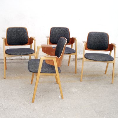 Mid-Century Scandinavian Teak and Beech Armchairs by Elias Barup for Gärsnäs, Set of 4-YGE-580462