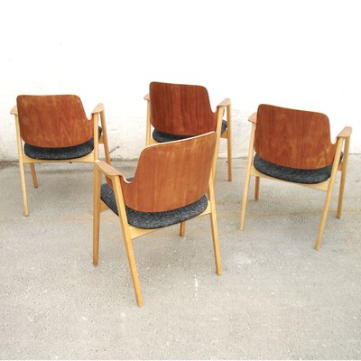 Mid-Century Scandinavian Teak and Beech Armchairs by Elias Barup for Gärsnäs, Set of 4-YGE-580462