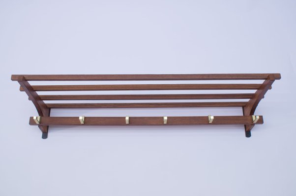 Mid-Century Scandinavian Teak and Brass Coat Rack, 1960s-KQB-554365