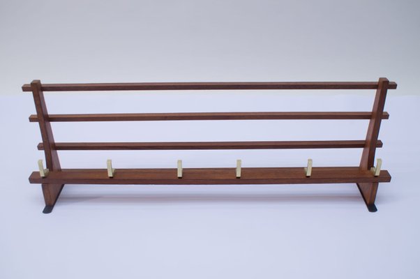 Mid-Century Scandinavian Teak and Brass Coat Rack, 1960s-KQB-554365