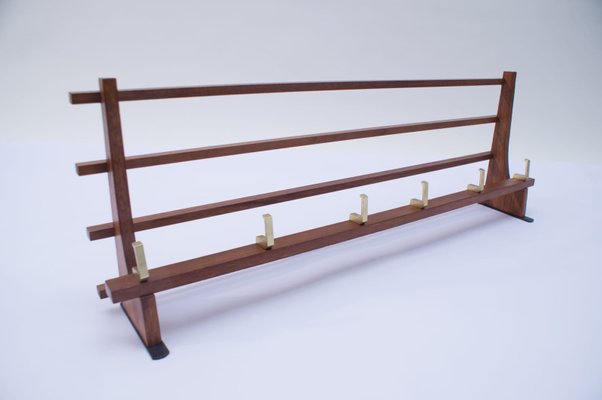 Mid-Century Scandinavian Teak and Brass Coat Rack, 1960s-KQB-554365