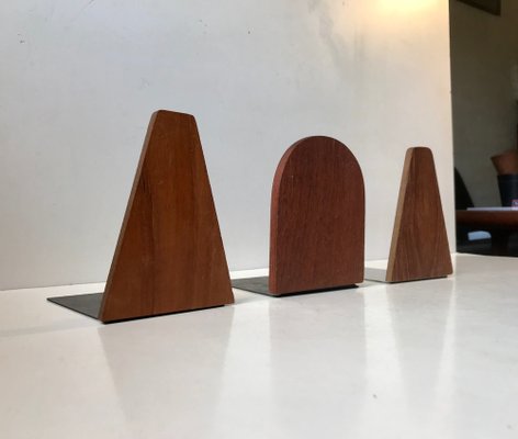 Mid-Century Scandinavian Teak Bookends, 1960s, Set of 3-LCR-976001