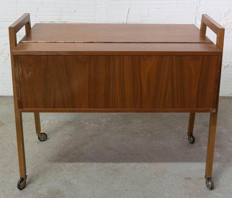 Mid-Century Scandinavian Teakwood Wheeled Side Table, 1960s-RIU-1425750