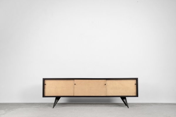 Mid-Century Scandinavin Black and Maple Sideboard, 1960s-ZAA-1080744