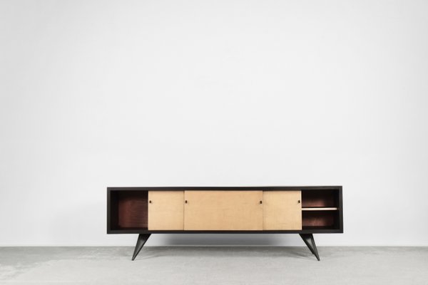 Mid-Century Scandinavin Black and Maple Sideboard, 1960s-ZAA-1080744