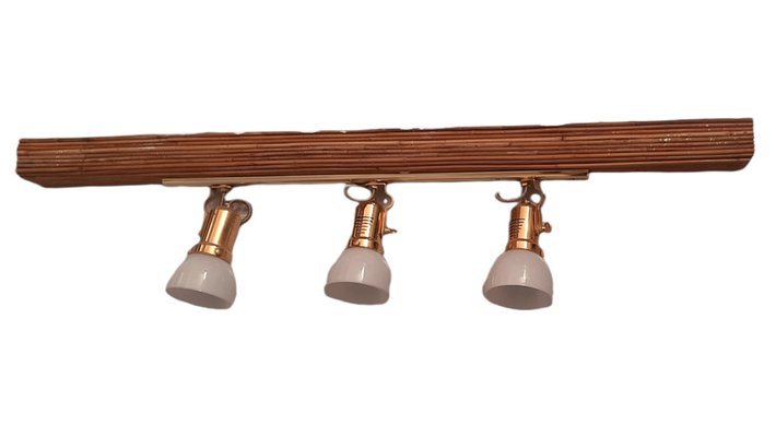 Mid-Century Sconces With Bamboo Brass & Glass, Italy, 1950s, Set of 3-TCS-1306272