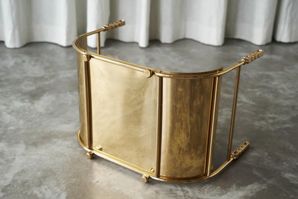 Mid-Century Sculptural Log Basket or Magazine Rack in Brass, 1960s-FEW-2024189