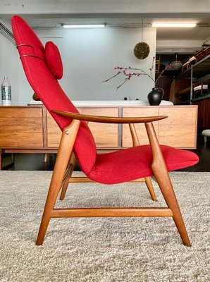 Mid-Century Sculptural Teak High-Back Armchair in the style of Alf Svensson, Sweden, 1950s-OHY-2025978