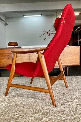 Mid-Century Sculptural Teak High-Back Armchair in the style of Alf Svensson, Sweden, 1950s-OHY-2025978