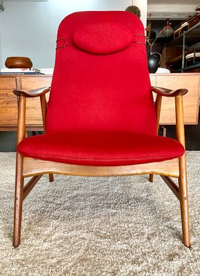 Mid-Century Sculptural Teak High-Back Armchair in the style of Alf Svensson, Sweden, 1950s-OHY-2025978