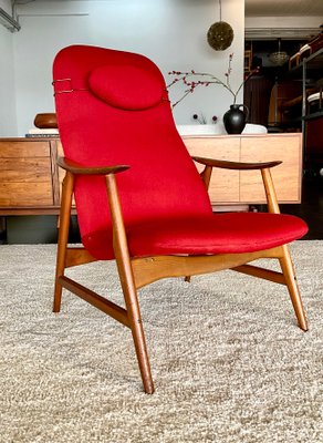 Mid-Century Sculptural Teak High-Back Armchair in the style of Alf Svensson, Sweden, 1950s-OHY-2025978