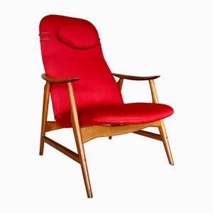 Mid-Century Sculptural Teak High-Back Armchair in the style of Alf Svensson, Sweden, 1950s-OHY-2025978