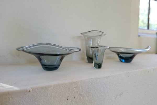 Mid-Century Sculptural Vases attributed to Vicke Lindstrand for Kosta, Sweden, 1950s, Set of 4-UYK-1367544