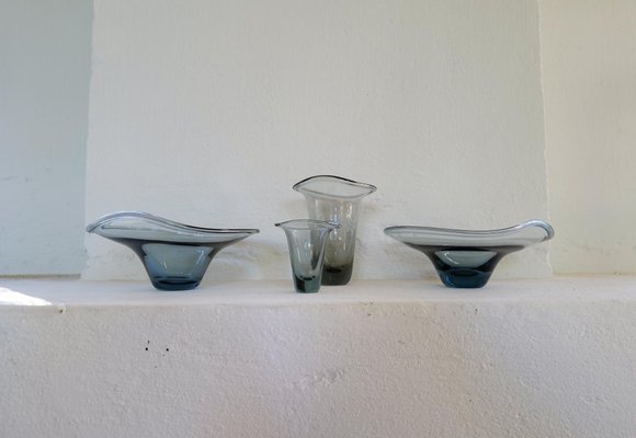 Mid-Century Sculptural Vases attributed to Vicke Lindstrand for Kosta, Sweden, 1950s, Set of 4-UYK-1367544