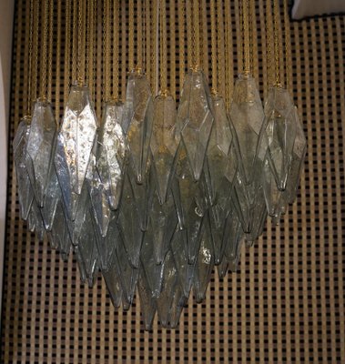 Mid-Century Sea Water Color Murano Glass & Brass Chandelier, 1970s-UH-883337