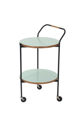 Mid-Century Serving Trolley in Steel with Trays Made of Formica and Teak, 1950s-NIX-2032496