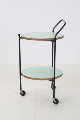 Mid-Century Serving Trolley in Steel with Trays Made of Formica and Teak, 1950s-NIX-2032496